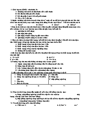 Đề thi học kỳ I môn Vật lý Lớp 6